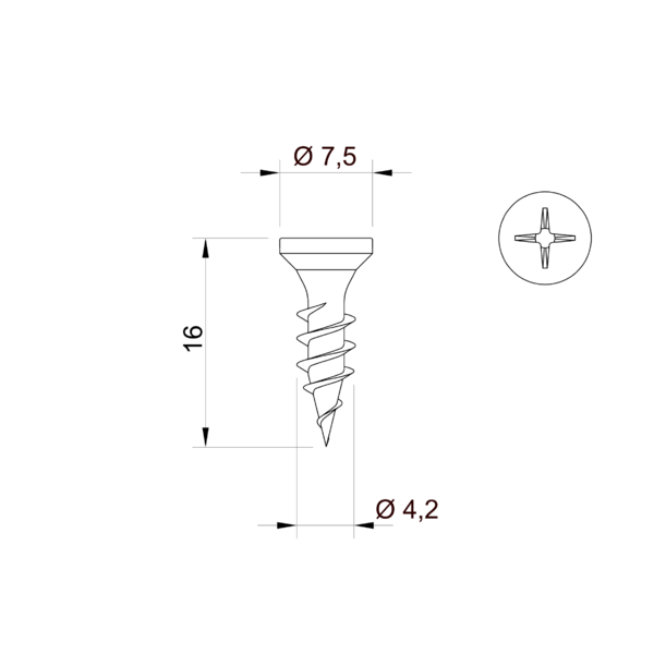 Vis galvanisé  4,2x16mm  